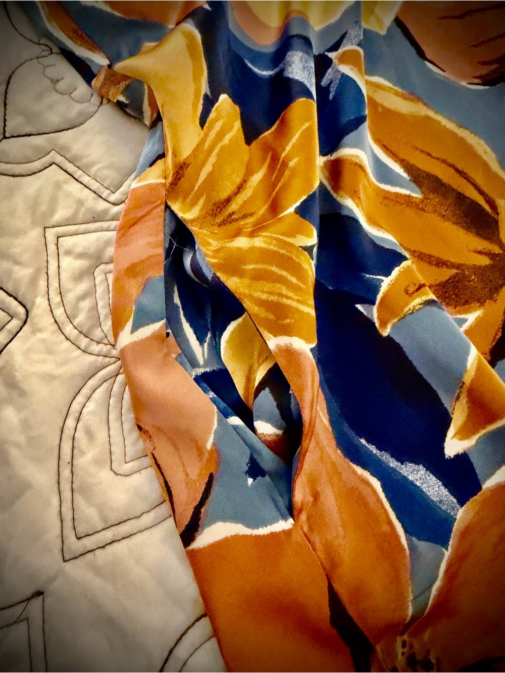 Tahari Floral Maxi Dress with Yellow & Orange Blooms - Picture 4 of 4